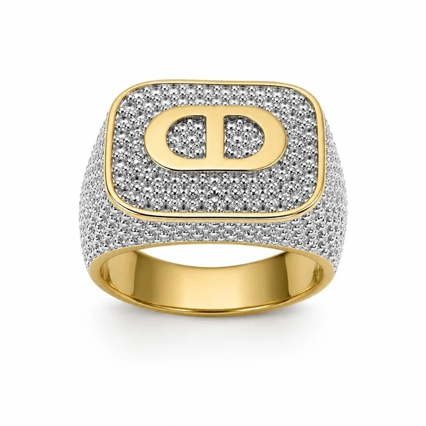 Anel Diore Cravejado com Zircônias em Dourado