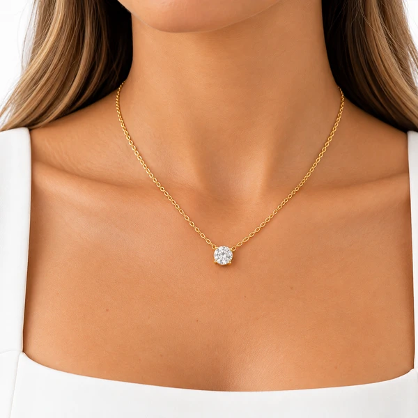 Colar Ponto de Luz Zircônia em Dourado