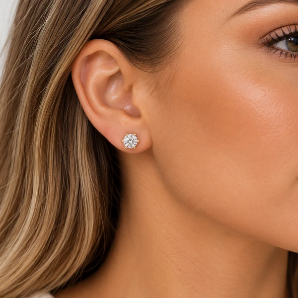 Brinco Moissanite 1CT na Prata 925 com Banho de Ouro