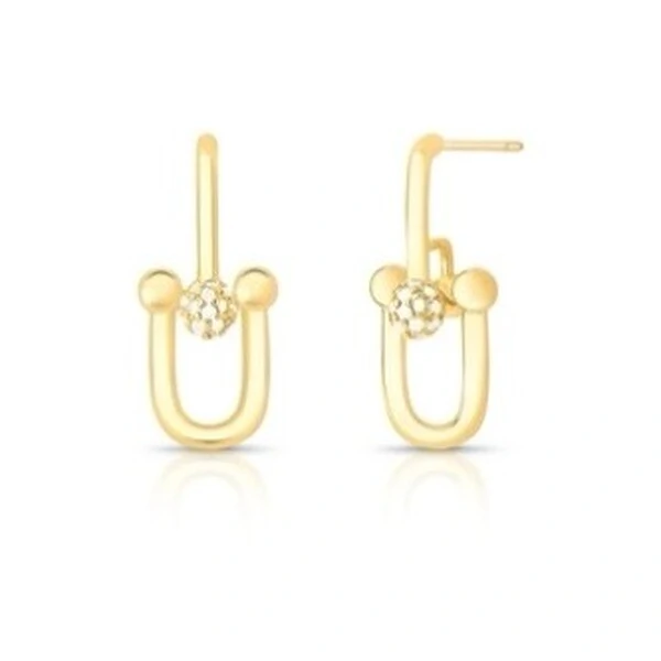Brinco Clips c Bolinha Cravejada com Zircônias em Dourado