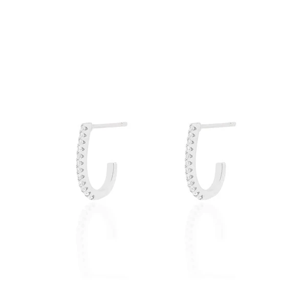 Brinco Argolinha Fina Com Zircônias em Prata 925