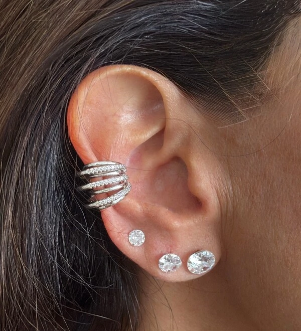Piercing Fake 7 Voltas Lisas e Cravejadas com Zircônias