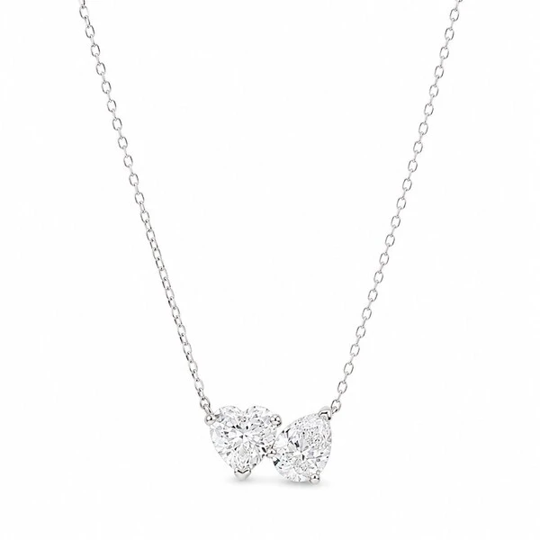 Colar Moissanite Gota e Coração 2,0CT em Prata 925