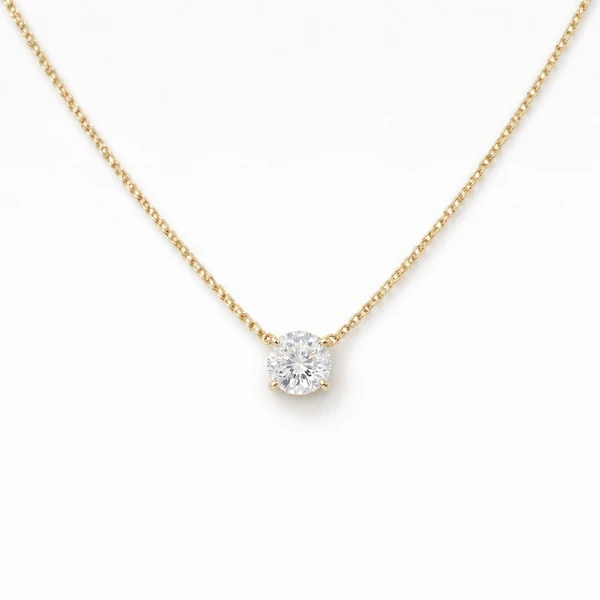 Colar Moissanite 4,5MM 0,4CT em Prata 925 com Banho Ouro 18K