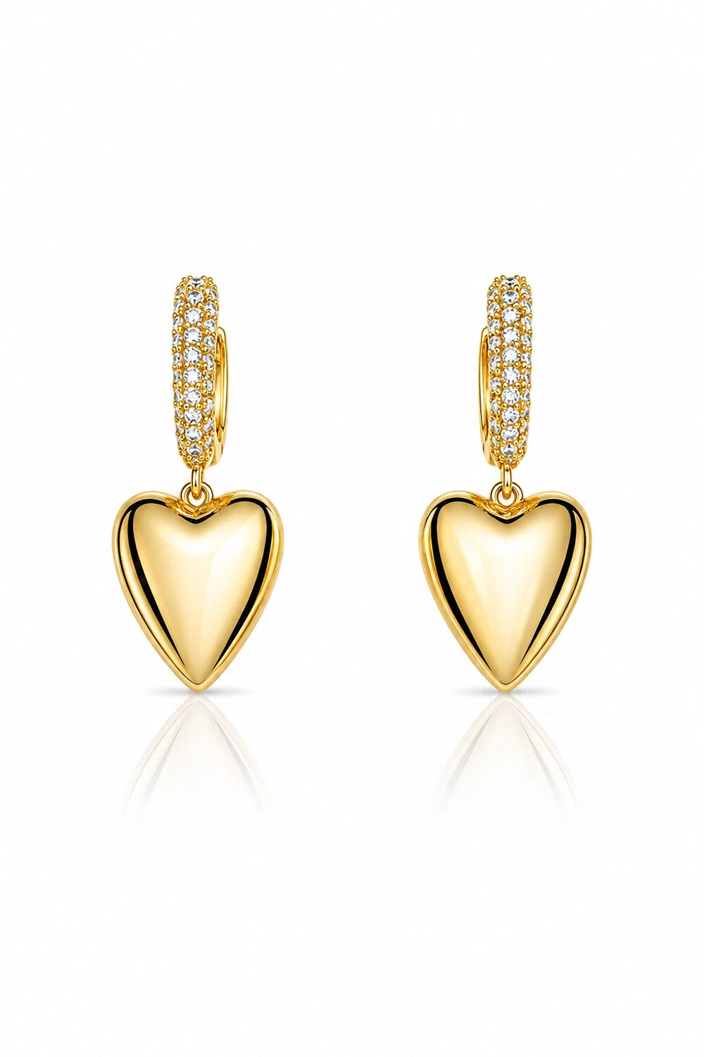 Foto Brinco Argola Coração Zircônias Ouro 18k