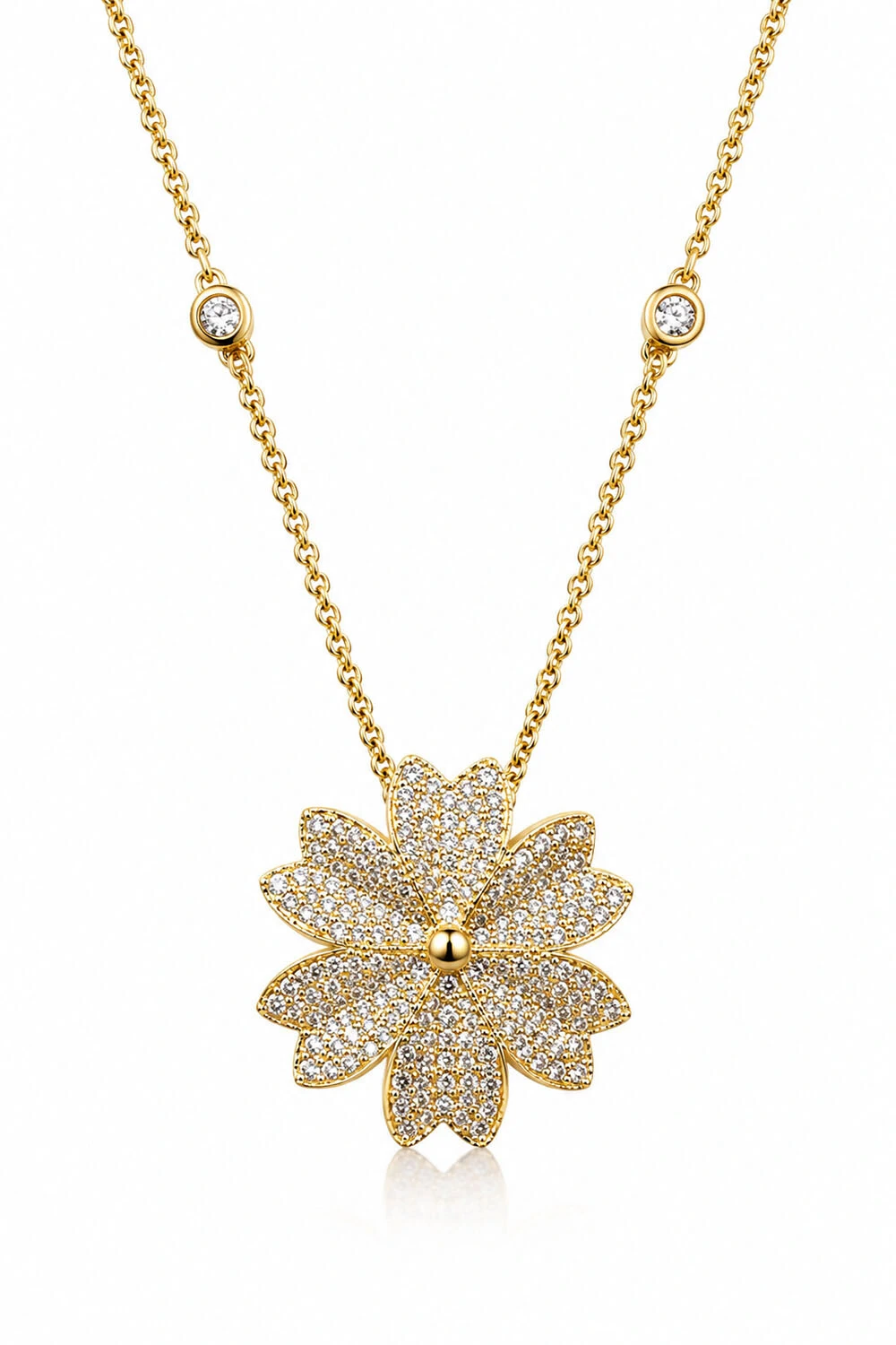 Foto Colar Flores Zircônia Ouro 18k