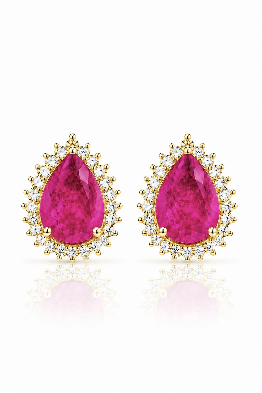 Foto Brinco Gota Fusion Pink Zircônia Ouro 18k