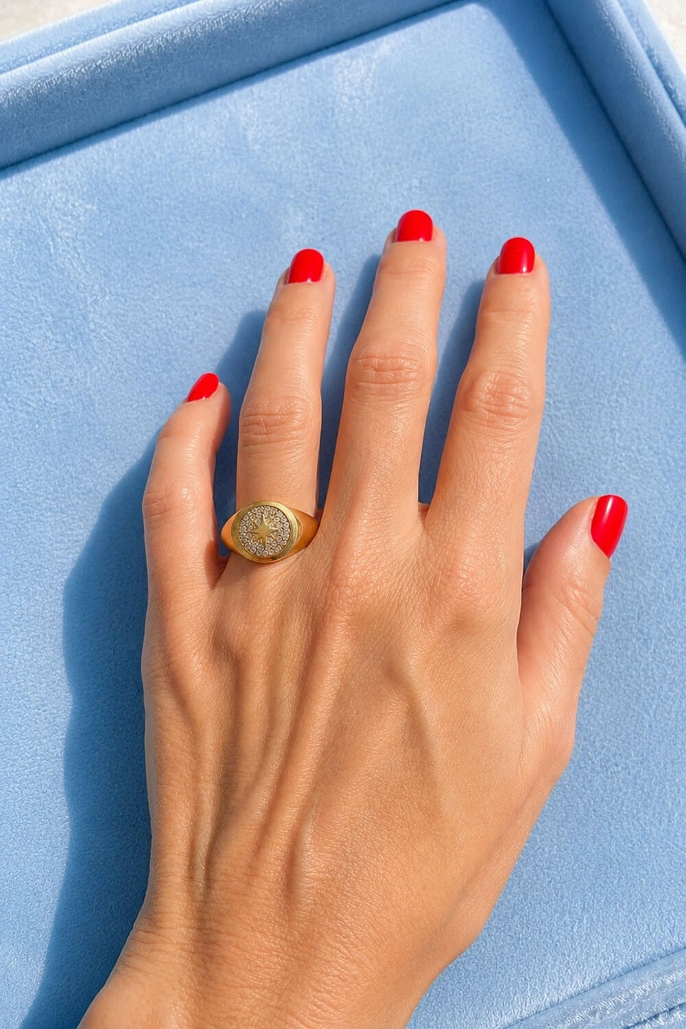 Foto Anel Estrela Zircônia Ouro 18k