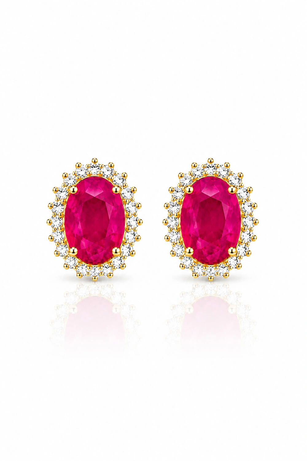 Foto Brinco Oval Fusion Pink Zircônia Ouro 18k