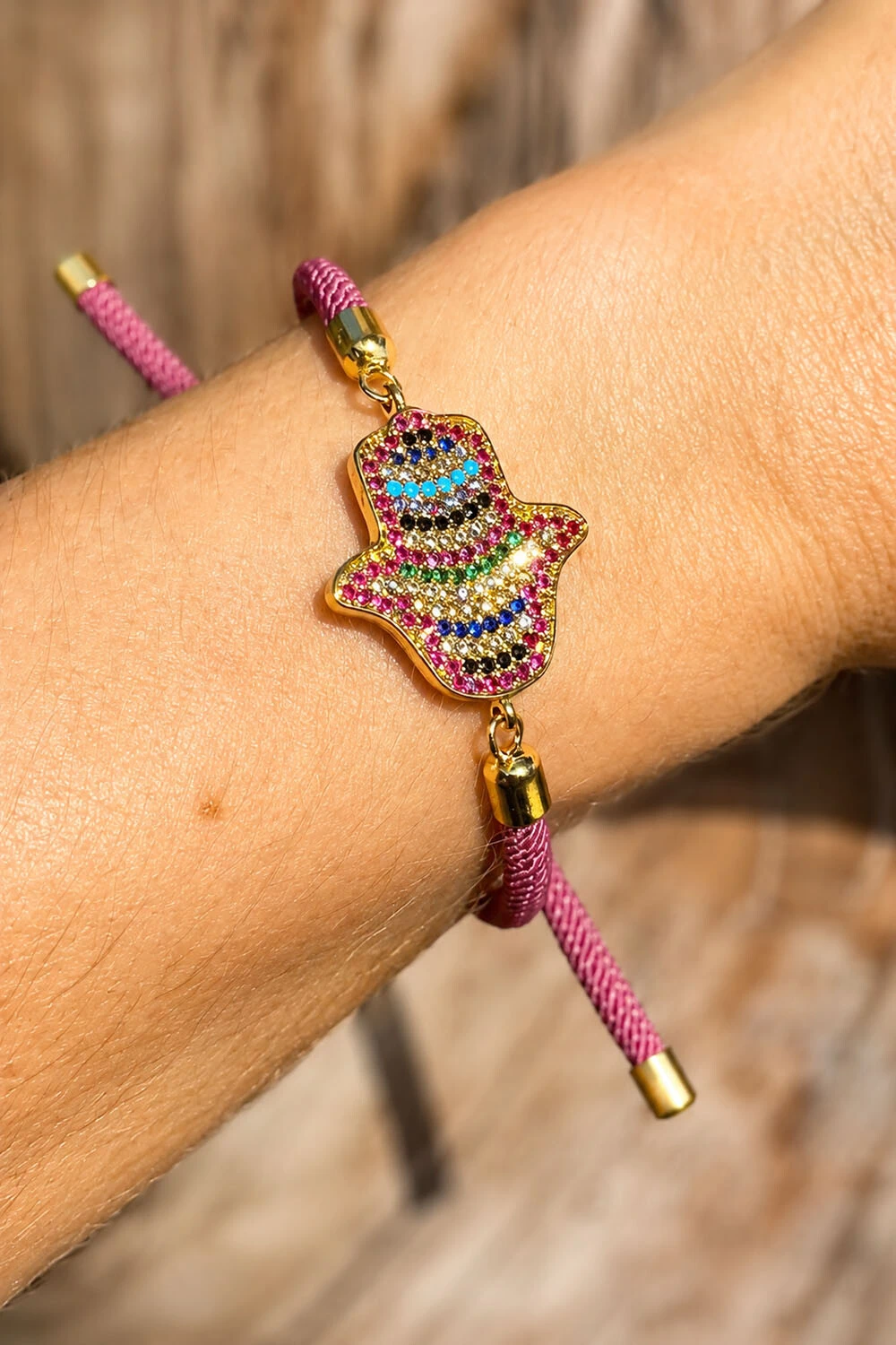 Foto Pulseira Sun Mãozinha Zircônias Coloridas