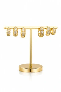 Brinco Trio Argola honey Zircônia Ouro 18k