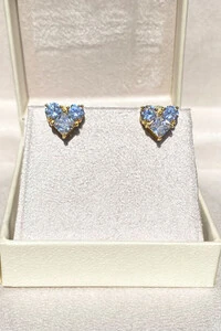 Brinco Coração Zircônias Cristal Ouro 18k