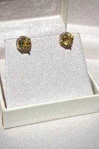 Brinco Ponto Luz Yellow Fancy Com Zircônias Ouro 18k