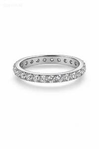 Anel Aliança Inteira Moissanite Aparador 2,5MM Prata 925 Ródio Branco