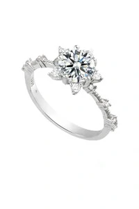 Anel Moissanite Estrela 7MM Prata 925 Ródio Branco