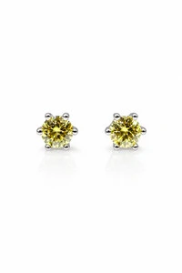 Brinco Ponto Luz 5mm Moissanite Yellow Light Prata 925 com Ródio branco