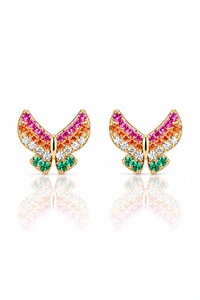 Brinco Borboleta Zircônias ColoridasOuro 18k