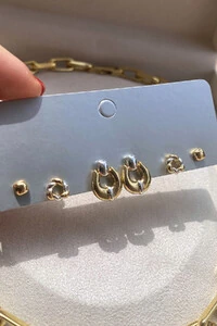 Brinco Trio Duo Ouro 18k