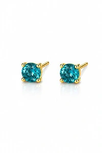 Brinco Ponto luz 5MM Turmalina Zircônia Ouro 18k