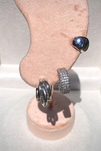 Brinco Argola Betina Tripla Fosca P Ródio Branco