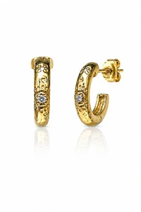 Brinco Argola Olho P Zircônias Ouro 18k