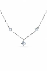 Colar 3 Pontos de Luzes Central 6MM Moissanite Prata 925 Ródio Branco