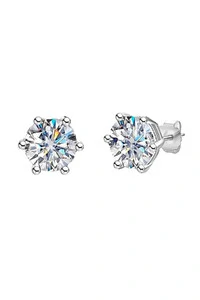 Brinco Ponto Luz 8mm Moissanite Prata 925 com Ródio branco