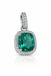 Pingente Quadrado Turmalina Zircônias Ródio Branco