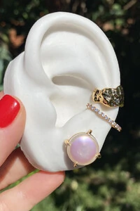 Brinco Botão Pérola Barroca Furtacor Ouro 18k