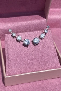 Brinco Earcuff Ponto Zircônia Ródio Branco