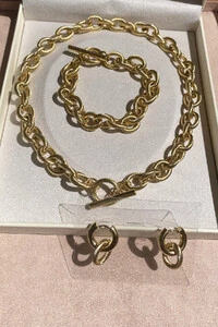 Colar Corrente dourado Elos Texturizados