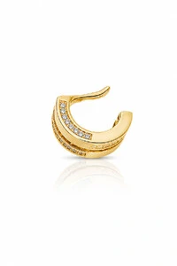 Fake Piercing Blue Zircônias Dourado