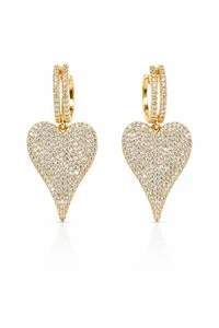 Brinco Argola Coração Zircônias Ouro 18k