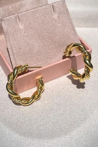 Brinco Argola Tubo Torcida Ouro 18k