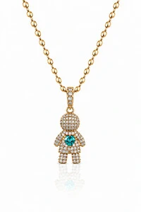 Pingente Menino Coração Turmalina Ouro 18k