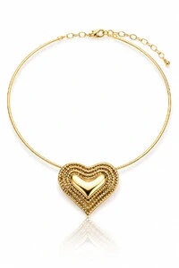 Colar Aro Pingente Orgânico Coração Ouro 18k