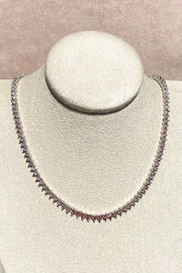 Colar Riviera 3mm Zircônia Rose Ródio Branco