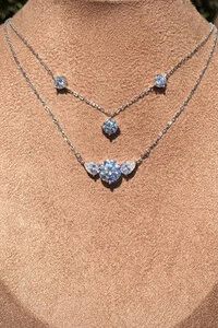 Colar Pontos de Luzes Central 9MM Moissanite Prata 925 Ródio Branco