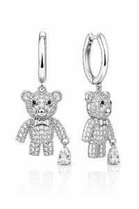 Brinco Argola Teddy Zircônia Ródio Branco