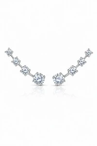 Brinco Earcuff Fio Zircônia Ródio Branco