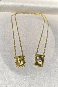 Colar Escapulário Pingentes Cruz e Coração Raiado Ouro 18k