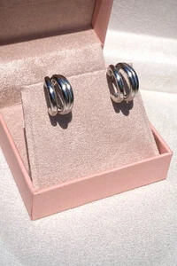 Brinco Argola Betina Tripla Fosca P Ródio Branco