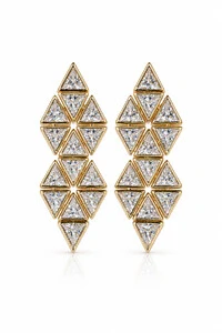 Brinco Triângulo Zircônias Ouro 18k