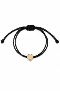 Pulseira Pingente Coração Liso Preta