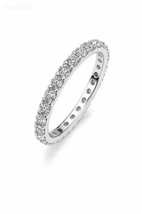 Anel Aliança Inteira Moissanite Aparador 2,5MM Prata 925 Ródio Branco