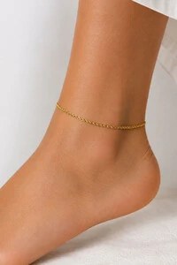 Tornozeleira Cordão Trançado 2mm Ouro 18k