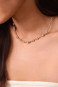 Colar Riviera Fio Faca Esferas Banhado no Ouro 18k
