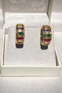 Brinco Argola Colorida Ouro 18k