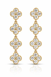 Brinco Trevos Zircônias Ouro 18k