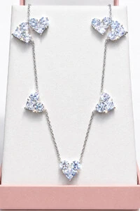 Conjunto Coração Cristal Ródio Branco
